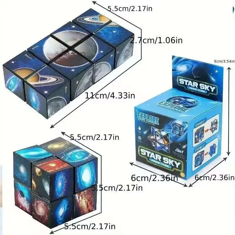 Multifunctional 1-in-1 2-in-1 3D Starry Sky Magic Cube Puzzle Toy Stress Relief Educational Toy for Boys Girls