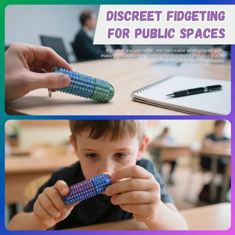 3D Printed Little Ouchie Fidget Toys Portable Mini Spiky Grippie Stim Stress Relief Toys Keychain Stimming Autism Adults Gifts