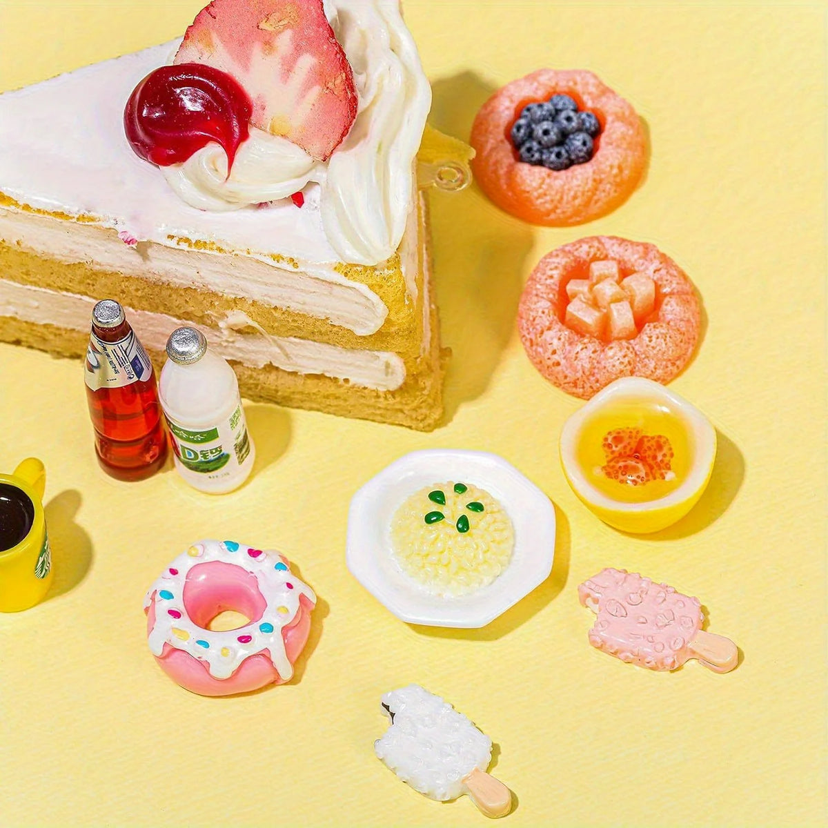 Miniature Food Toys Mixed Resin Food Dolls Kitchen Pretend Toys Suitable for Dollhouse Kitchen Toys Resin Miniature Food