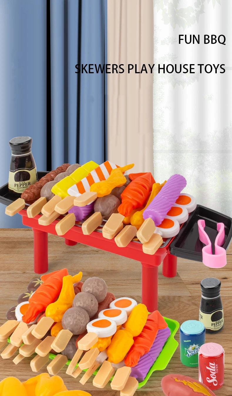Baby Dress Up Kitchen Toys BBQ Set Kids Simulated BBQ Cookware Cooking Simulated Food Cosplay Educational Gift Toys