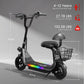Spacewalk Kids Electric Scooter with Bluetooth Speaker Foldable Design Seat Carry Basket LED Light Strip 11MPH Speed 132lbs Max