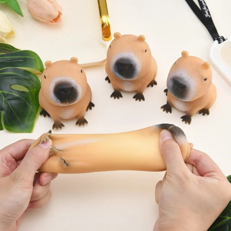 Mini Capybara Pinch Statue Stretchable Squeeze Fidget Capybara Figurines Soft Cartoon Animal Figure Home Decor Creative Gift