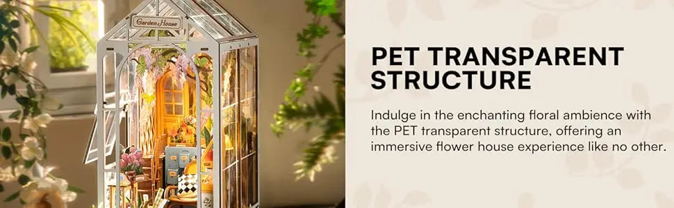 Robotime Garden Shed DIY Book Nook Kit with Furniture and LED Lamp 3D Puzzle Booknook Miniature House Model Kit for Adults
