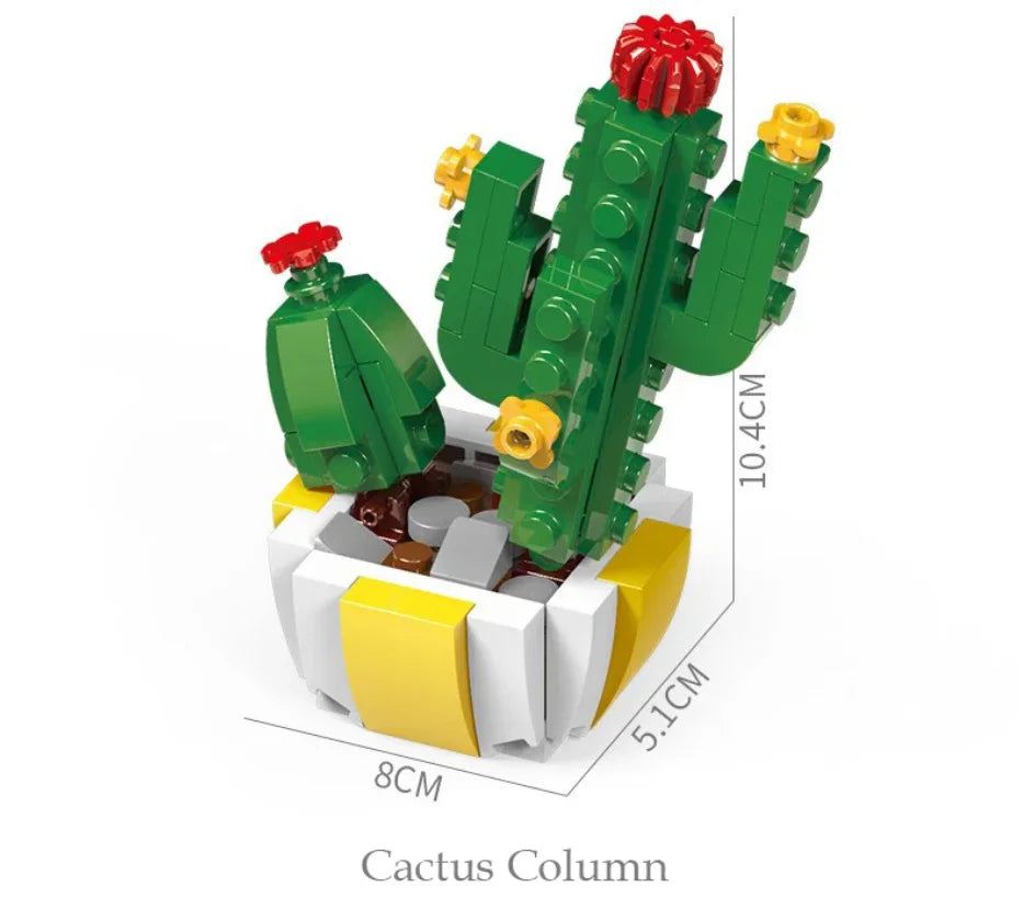 Small Particle Building Block Home Decor Series Flower Potted Plant Toys Set with Permanent Flowers Gift for Plant Arrangements
