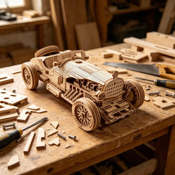 3D Puzzle Model of a Vintage Sports Car, DIY Wooden Model Kit, Creative Gift for Holidays or Birthdays