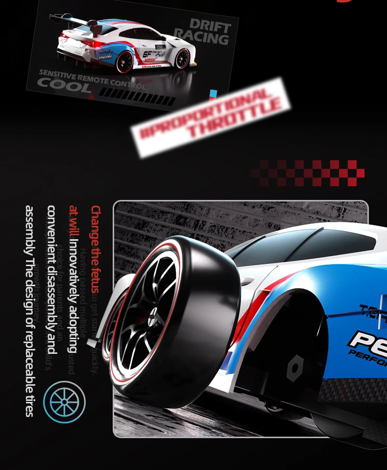 4WD Remote Control Drift Car Full Size 1:24 Mini Remote Control Racing Car Model 2.4G Radio High Speed 4X4 RC Car Vehicle Toy