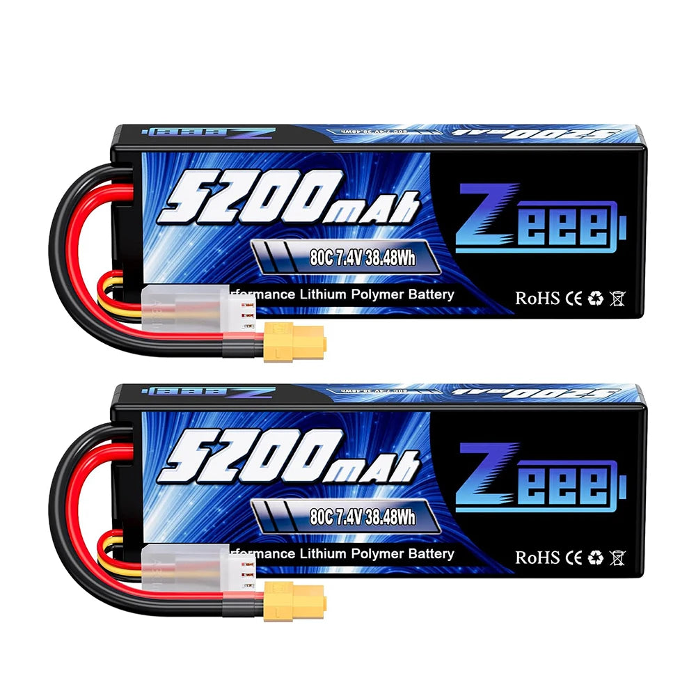 1/2pcs Zeee 2S 5200mAh Lipo Battery 80C With T/XT60/EC5/EC3 Plug RC Battery for RC Cars Truck Truggy Buggy Racing Hobby Parts