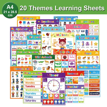 Educational Posters for Preschool Kids English Words Learning Charts Teaching Aids Classroom Decoration Big Card Montessori