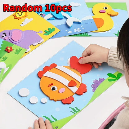 3D Stickers for Kids, Disposable, Handmade Eva Craft Decals, Animal Shapes, Suitable for DIY Projects, Educational Crafts | 3D Decals | Children's Educational Science and Education Toys