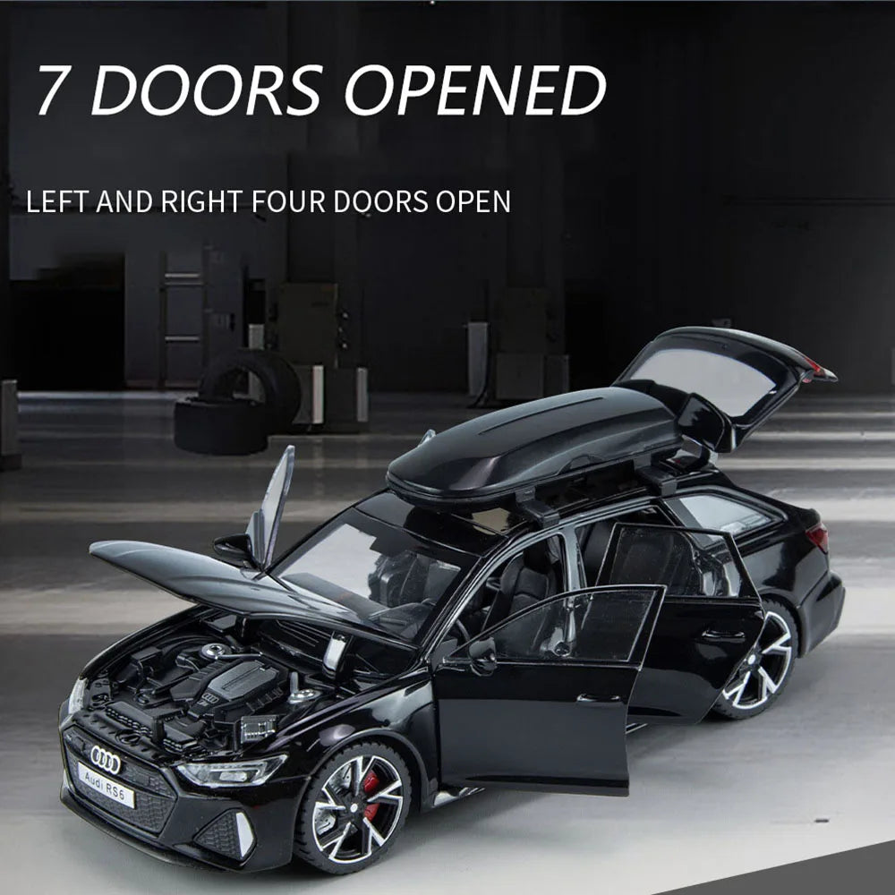 1/32 Audi RS6 Toy Car Model with Sound Light Doors Opened Alloy Diecast Model Vehicle Collection Toy for Boy Adult Festival Gift