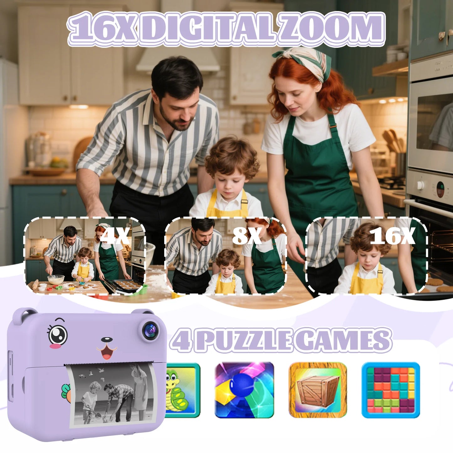 Children Digital Camera Photography Instant Camera 1080P HD Dual Lens Kids Video Recorder Toys for Girls Boys Best Birthday Gif