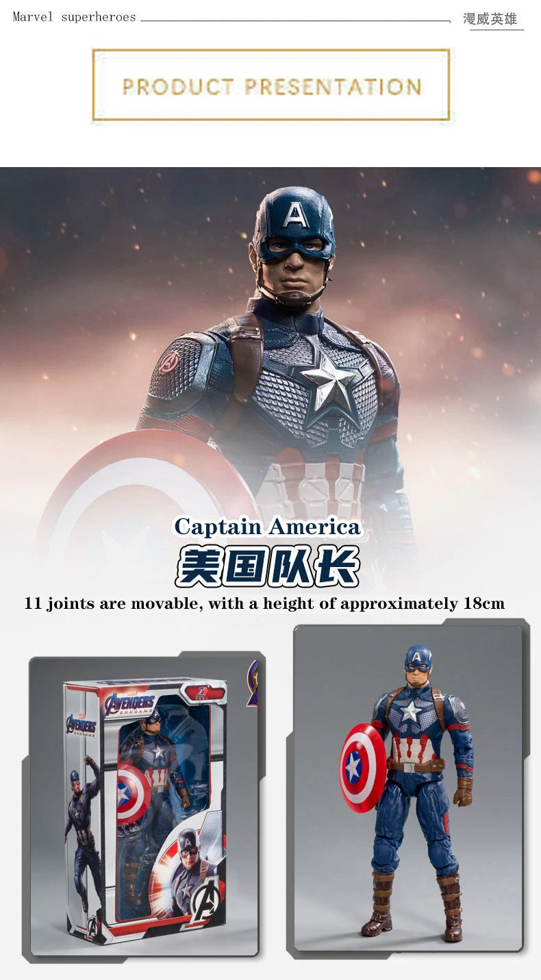 8pcs 18CM Avengers Collection Iron Man Spider Man Thanos Spider Captain Thor Hulk Transfiguration Action Decoration Toy Gift