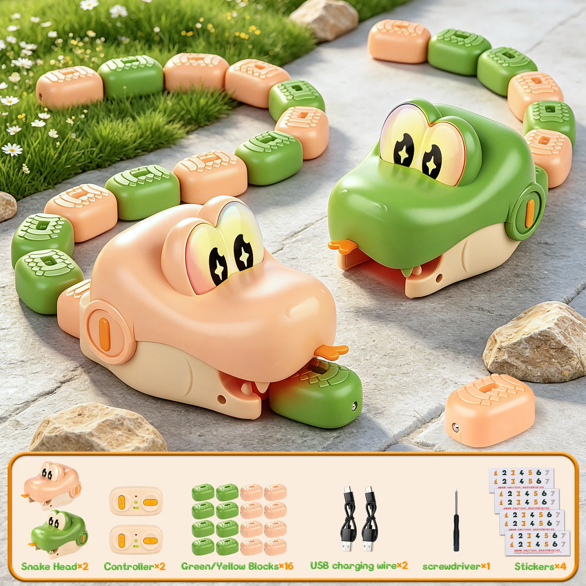2‑Player Remote Control Snake Toy, Magnetic 2‑Player Battle RC Toy, RC Snake Game Toy