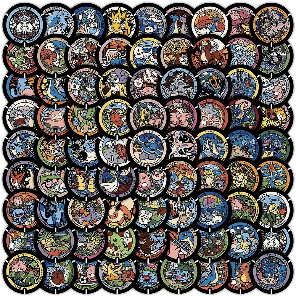 50/108Pcs Kawaii Pokemon Stickers Cute Pikachu Eevee Cartoon Decals for Laptop Phone Scrapbook Waterproof Kids Toy