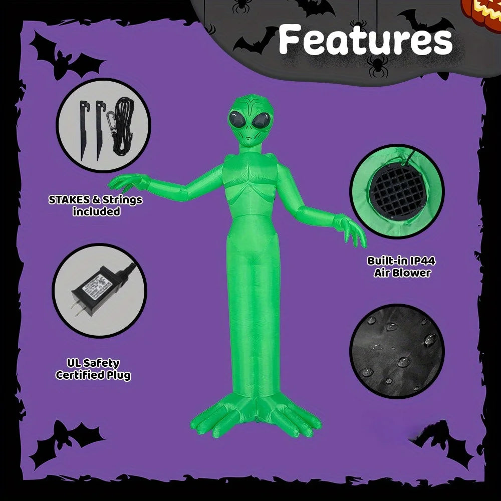 9 FT Tall Alien Halloween Inflatable Decoration Outside Blow Up Alien Inflatable Outdoor Decor with Build-in LEDs for Halloween Yard Lawn Garden Decorations