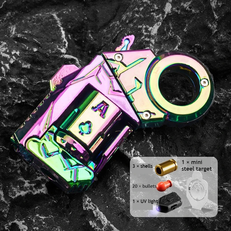Alloy Mini Toy Gun with One-Button Shell Ejection Spinner Multiple Fun Modes Stress Relief Fidget Toy Cool Gift for Boys Teens