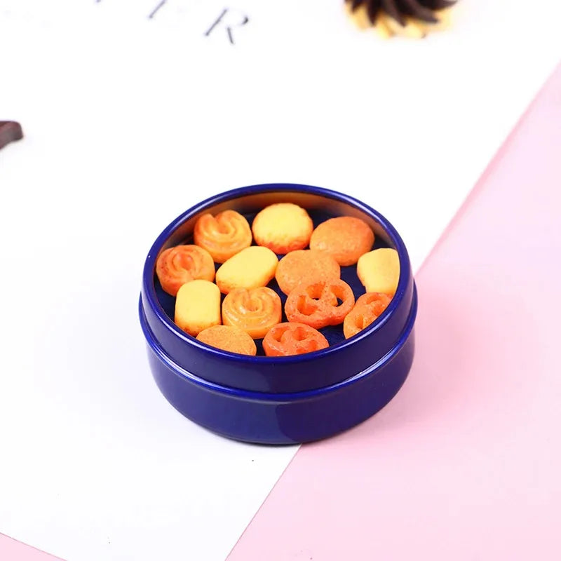 1Pcs 1/12 Dollhouse Miniature Danish Cookie  Box Model Set Kitchen Accessories For Doll House Decor Kids Toys Gift