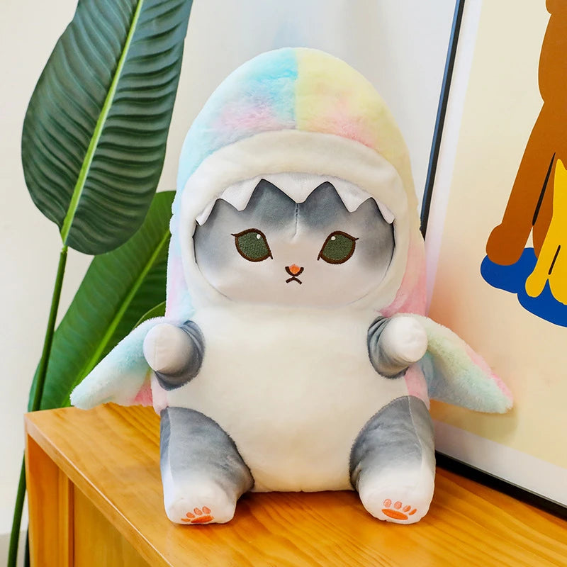 Funny Shark Cat Transformed Cat Doll Plush Toy for Kids, Kawaii Girl Rag Doll, Children's Pillow, Creative Gift, New Product