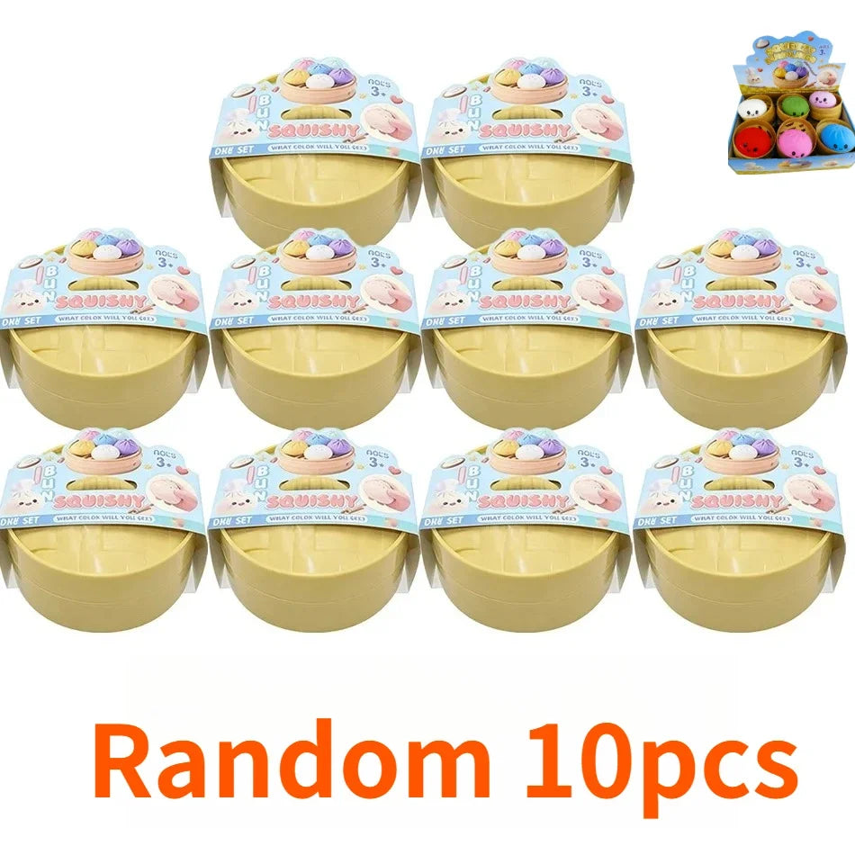 Colorful Dumpling Squishes Stress Balls Cha Siu Bao Slow Rebound Decompression Toys Feel Good Squishy Stress Relief Gifts 10cm