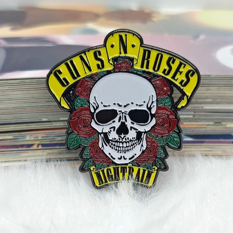 Rock Band Skull Brooch, Halloween Horror Cosplay Costume Accessories, Decorative Accessories, Rose Brooch