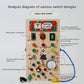 Wooden Interactive Learning Toy with LED Light Busy Board Button Switch Early Education Intelligence Play for Kids