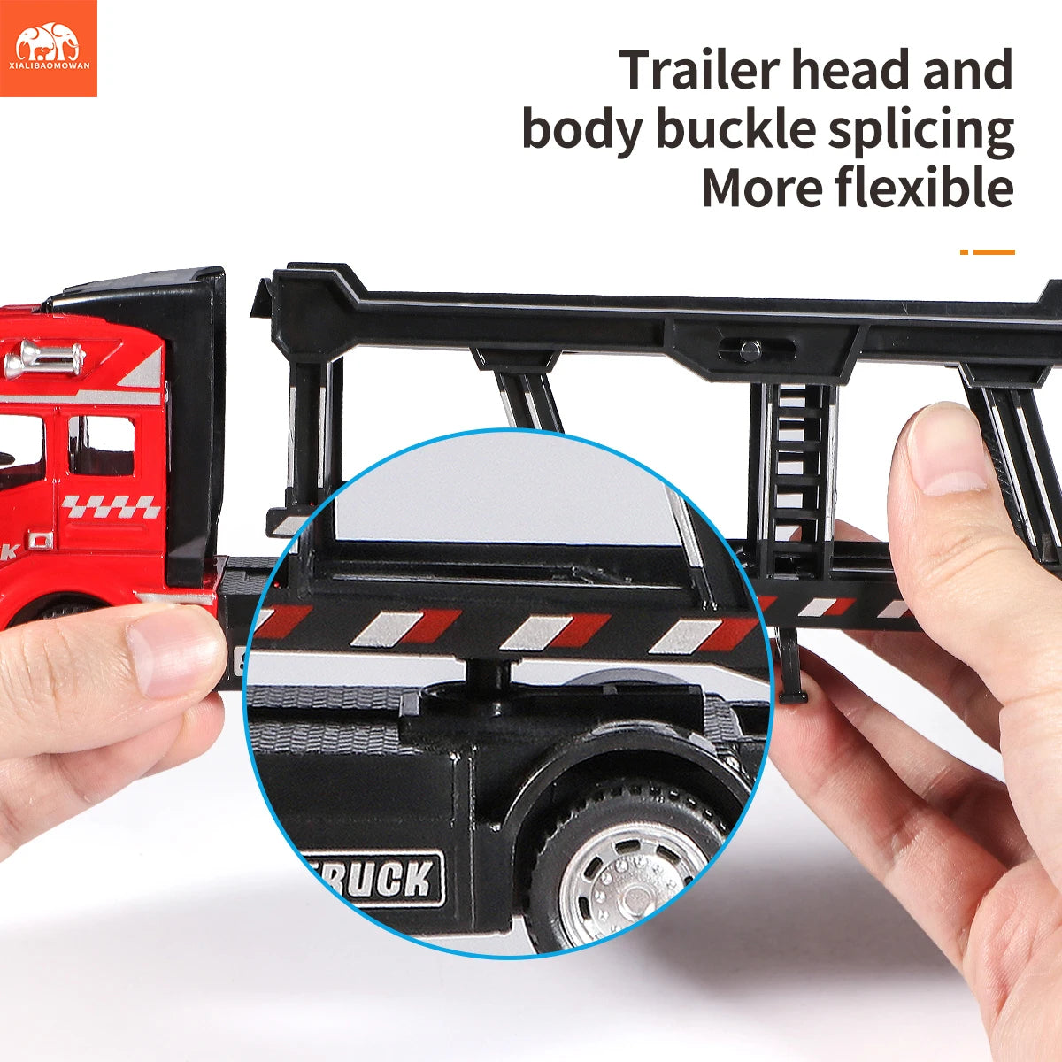 Diecast Alloy Engineering Vehicle Transporter Model Set with 6 Small Trucks - Educational Toy Set for Boys