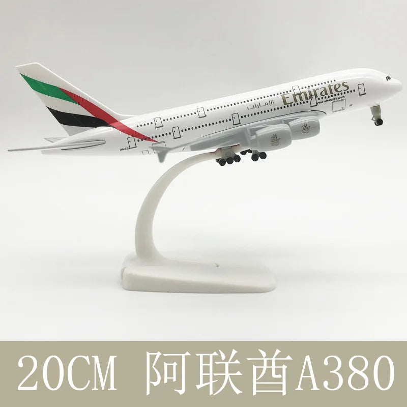 Plane Model Airbus A380 20cm Aircraft Model Emirates Metal Replica Alloy Material Aviation Simulation Airplanes Decoration