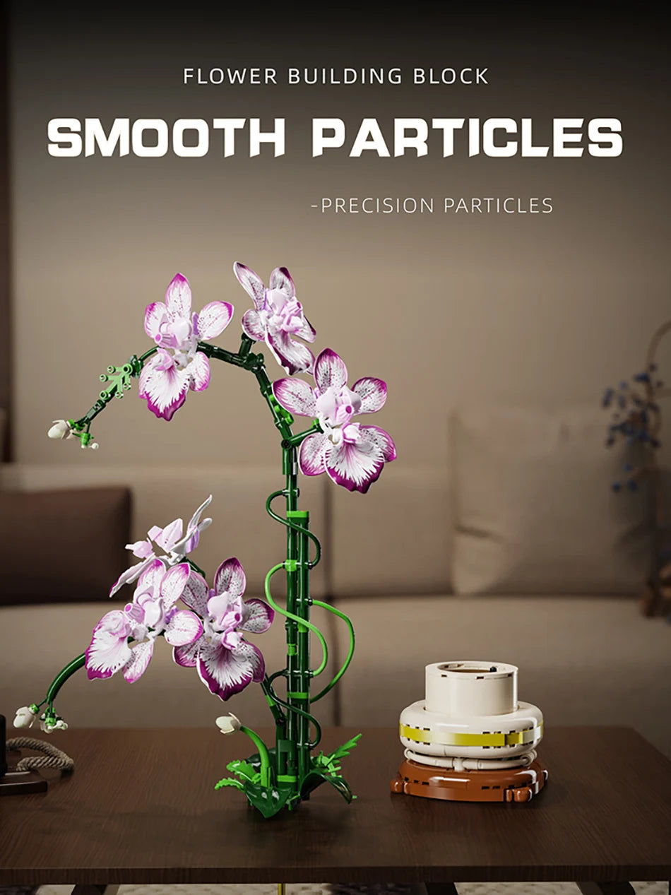 Creative Orchid Cymbidium Eternal Flowers Potted Plant Building Blocks Simulation Phalaenopsis DIY Bricks Toys Valentine's Gift