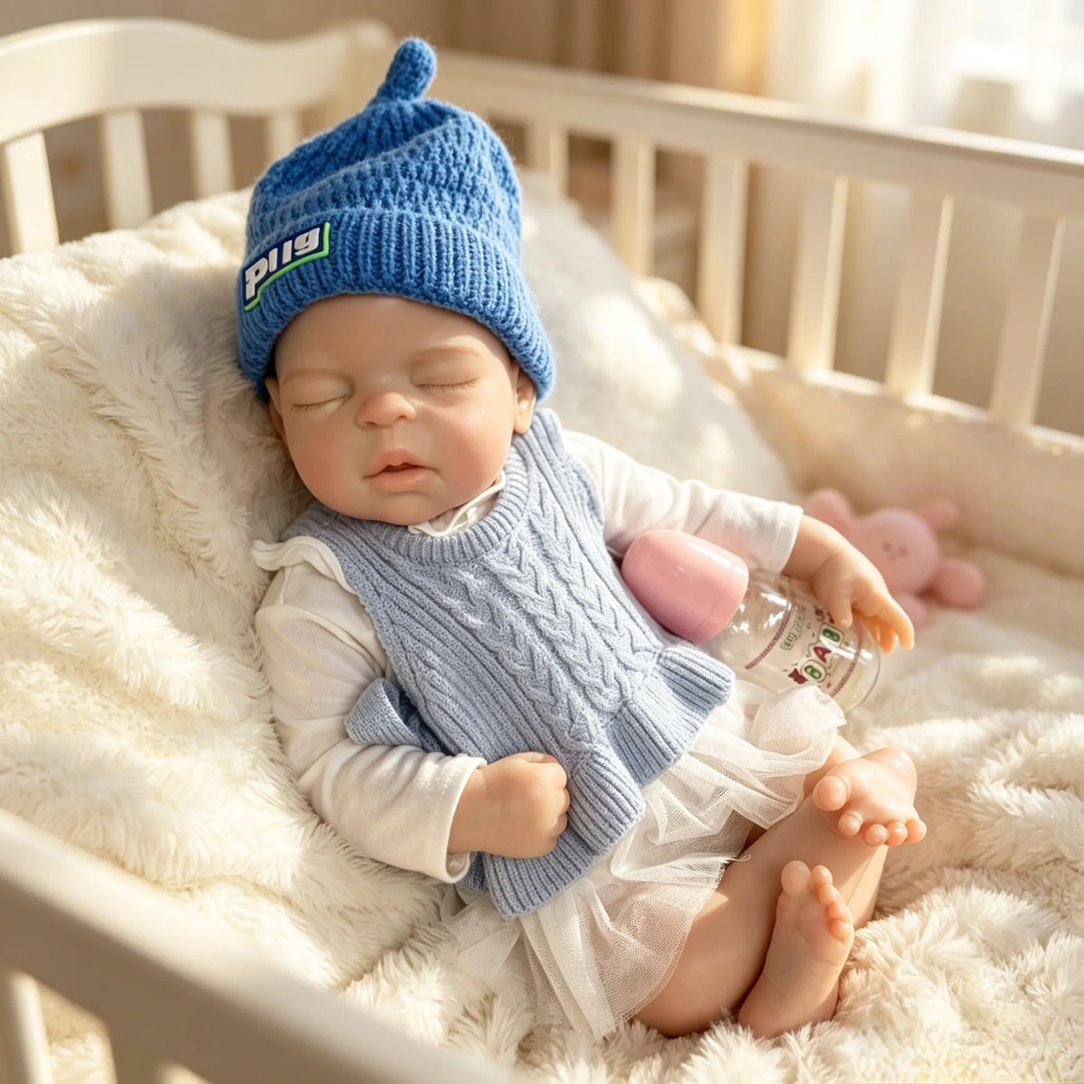 22 Inch Henry Full Silicone Reborn Baby Girl Doll, Realistic Soft Touch Collectible Toy for Gift & Collectors