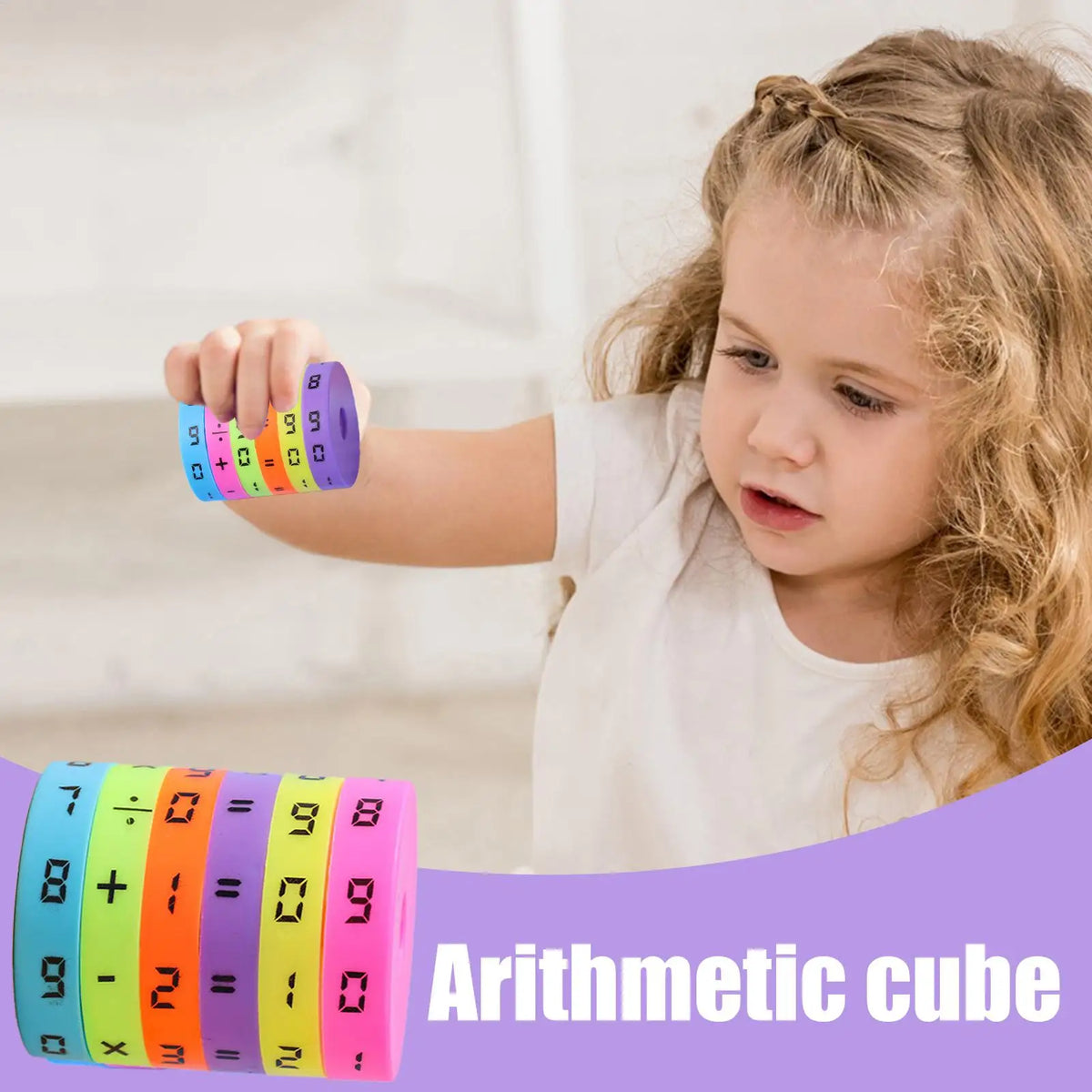 Math Learning Toy Colorful Arithmetic Cube with Numbers for Preschool Kids, Educational Intelligence Game STEM Counting Toy
