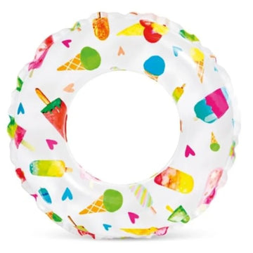 Recreation 59230EP Lively Print Swim Ring 20 Assorted Designs for Pool Fun Durable Vinyl Vibrant Colors Easy Inflation and Stor