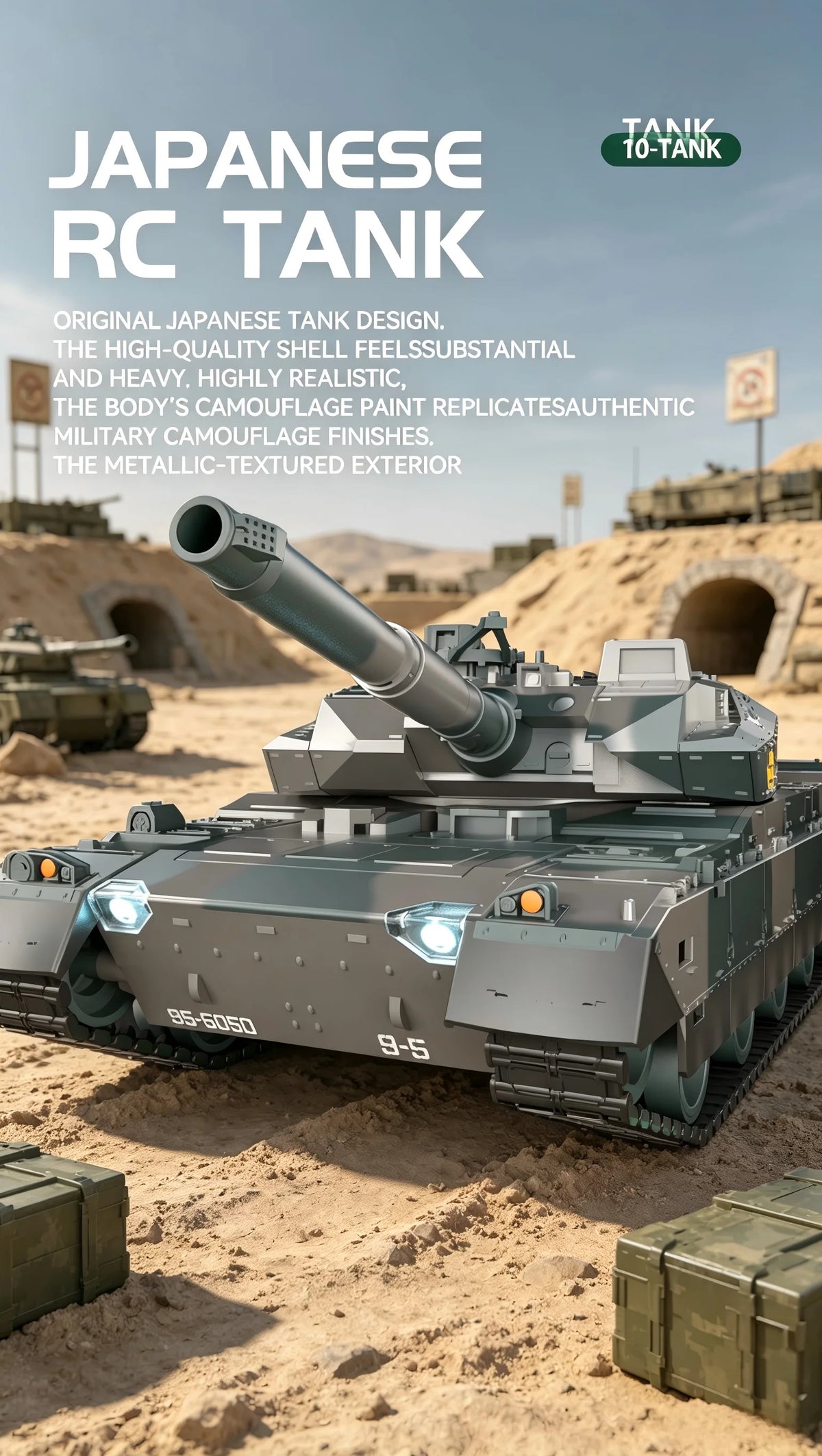TONGLI Large RC Battle Tank Tracked Off-Road Vehicle, Rechargeable Battery, Multi-Channel Control, Turret Rotation & Elevation, Realistic Sound & Light Effects, All-Terrain Driving, Battle Interaction, Indoor & Outdoor Use, G