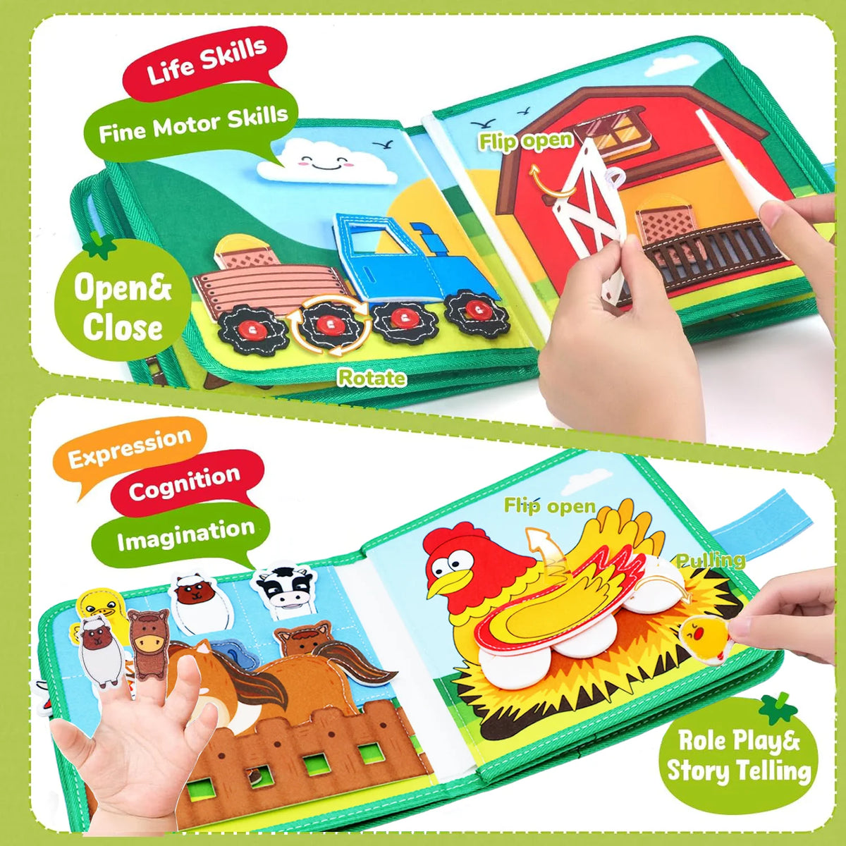 Busy Board Montessori Toys For Toddlers Farm Animal Story Busy Book Sensory Toy Preschool Learning Fine Motor Travel Activities