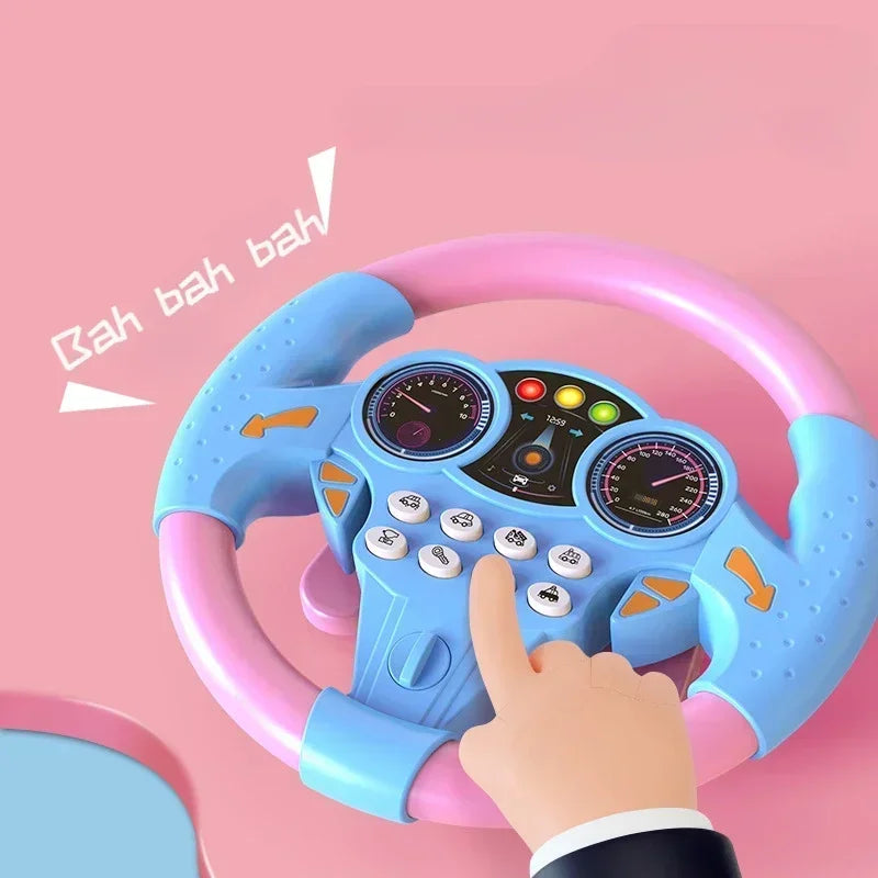 Kids Steering Wheel Toy - Backseat Pretend Play with Lights & Music - Fun Preschool Driving Simulator Gift for Toddlers