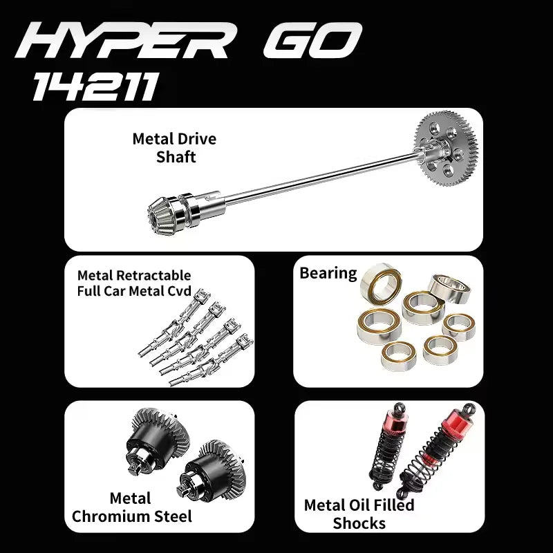 MJX HYPER GO 14211 Racing Car 1/14 Short Truck 45A ESC Brushless Motor 47 KM/H Large Foot 4WD RC Car Remote Control Car Toy MJX