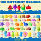 Joyfy 100 Pcs Mini Animals & Fruit Mochi Squishies for Kids Party Favor Toys Stress Relief Novelty Fidget Toys Birthday Gifts