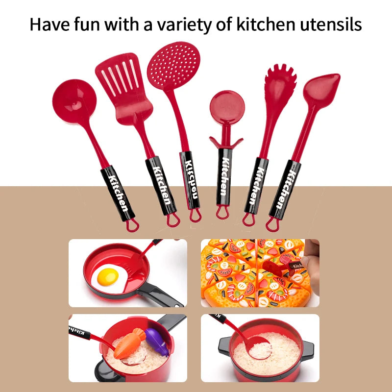 Kids Pretend Play Kitchen Toys Set Cooking Food Pots Pans Cookware Kit Toddler Girls Boys Educational Role Play Gift