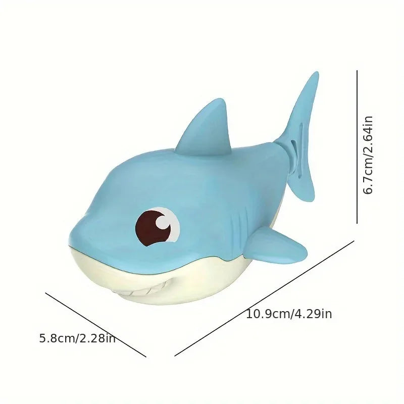 water play toy cartoon shark baby with wind up chain, outdoor beach toy, shower toy, bath toy，1pc