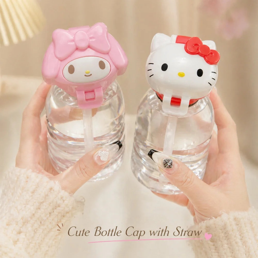Genuine Sanrio Straw Bottle Cap for Women My Melody Hello Kitty Cute Cartoon Drink Lid for Water Bottles Gifts