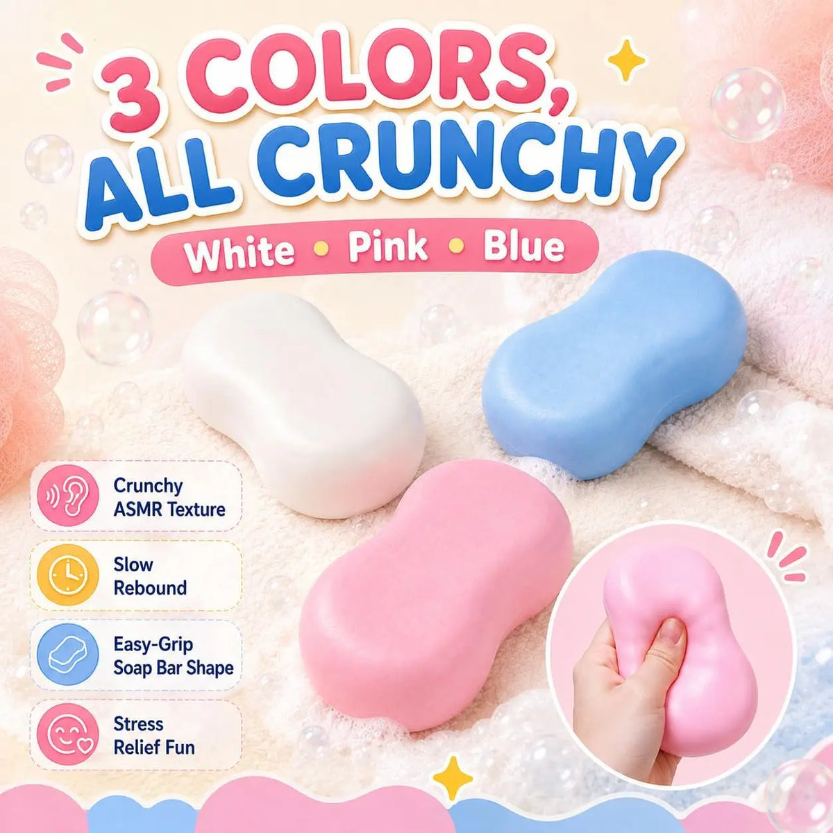 Creative Soap Shape Squishy Toy Sensory Fidget Stress Relief Toy Thanksgiving Black Friday Christmas Present