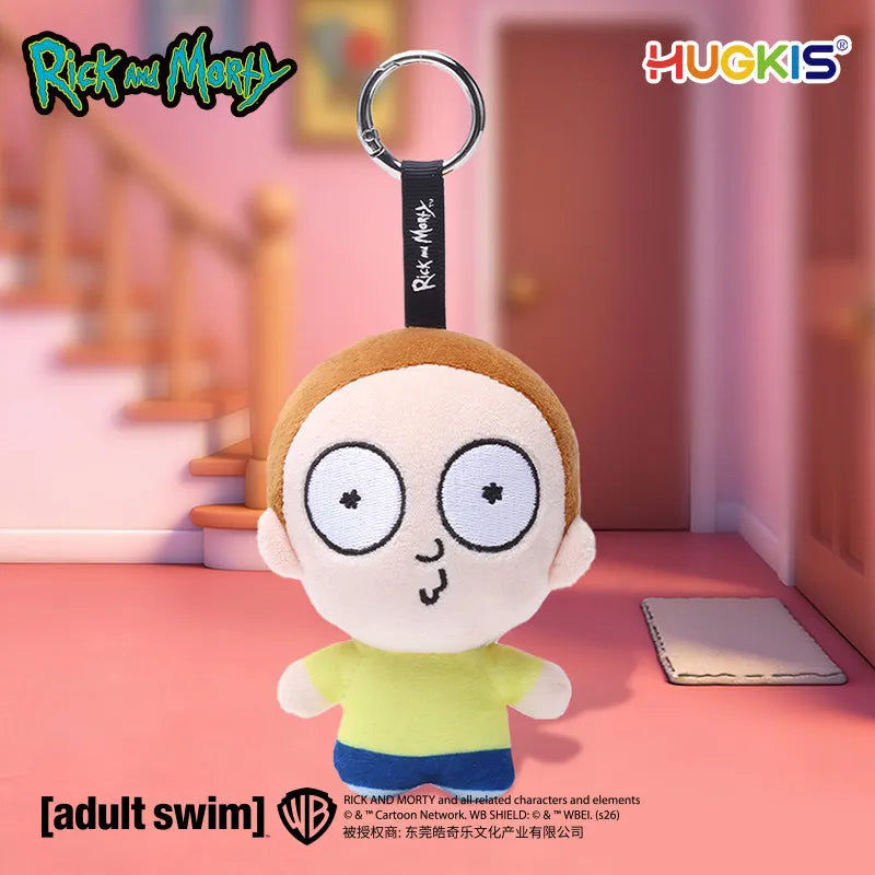HUGKIS Official Rick And Morty Plush Keychains Stuffed Doll Pendant Bag Backpack Charm Collectibles Gifts For Adults Anime Fans