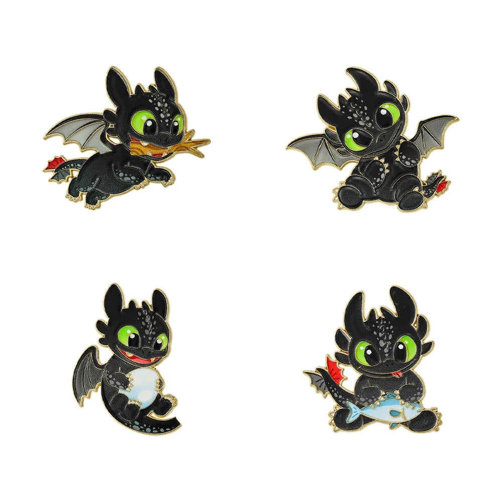 4pcs Cute Cartoon Animal Enamel Pin Movie Brooch Funny Lapel Pin for Backpacks Clothing Gift Jackets Decoration