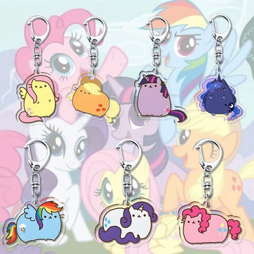 1pcs My Little Pony Keychain acrylic Pendant Anime Keyring Cartoon Decorative Pendants