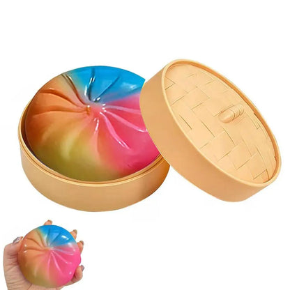 Glitter Dumpling Squishies Toys With Steamer Box Simulated Dough Adult And Child Squeeze Toys For Stress Relief Prank Props