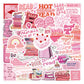 60Pcs/Set New Pink Bookish Reading Stickers Kids DIY Laptop Phone Case Water Cup Diary Graffiti Stickers Toys Gift
