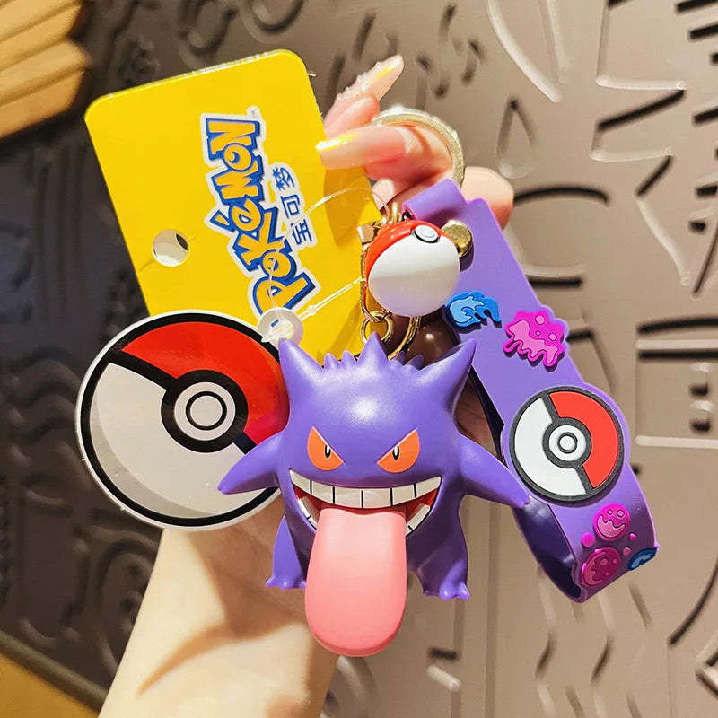 6Style Pokemon Anime Pikachu Gengar Meowth Keychain Car Key School Bags Backpack Decorations Pendant Desktop Decoration Toy Gift