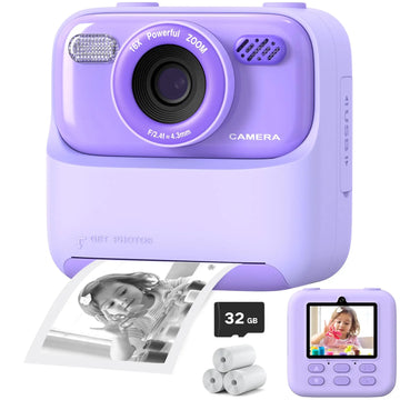 Kids Digital Camera 1080P Vedio Thermal Instant Print Camera With 32G For Girls Boys Age 3-12 Best Christmas Birthday Gifts