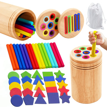 Wooden Montessori Color Matching Sorting Stick Balance Toy