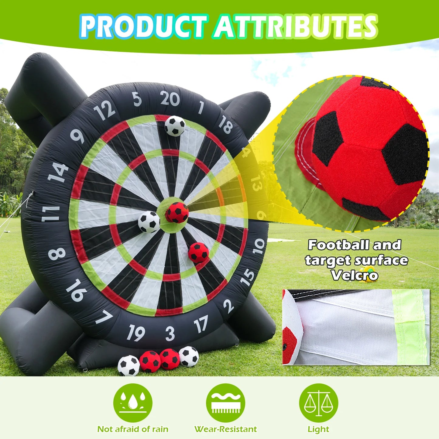 10FT Inflatable Soccer Dart Board for Adults.(Built-in UL Blower) Giant Soccer Dart Board Comes with 8 Soccer Balls for Outdoor Games,Carnival Games,Backyard Games,Camp Activities & Soccer Parties