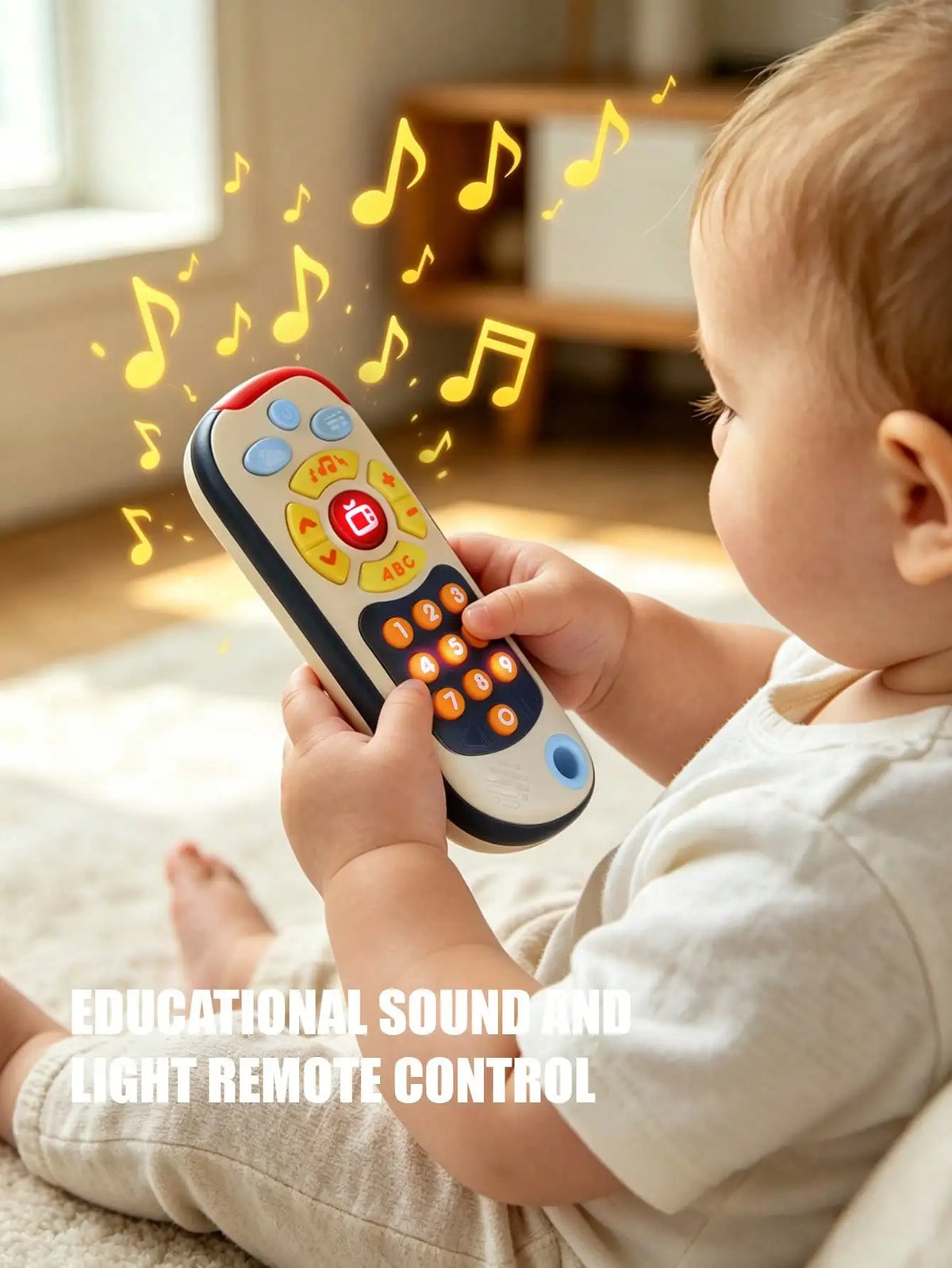 1Pcs Baby Tv Remote Control Toy with Light & Musical Sound, Multifunctional Early Educational Number Learning Pretend Play Toy